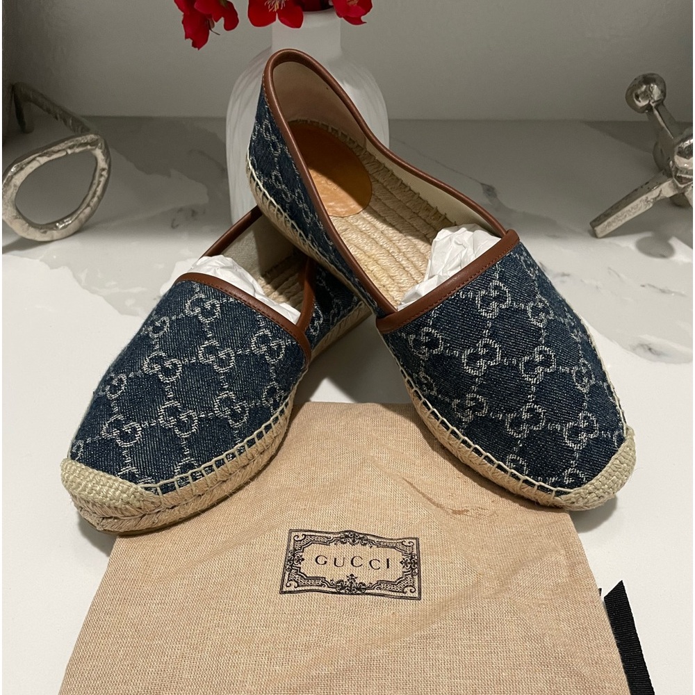 Gucci Blue and Brown Espadrilles